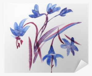 Watercolor Spring Blue Flowers On White Background - Watercolor Painting #145418
