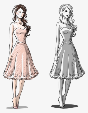 Drawing Dress Stock Photography Illustration - Ayakta Insan Çizimi Karakalem #147525