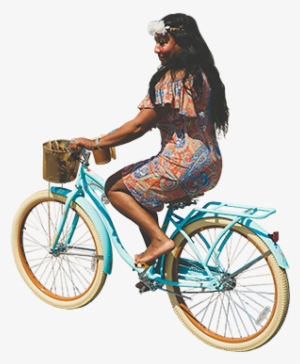 Girl Retro Bicycle Architecture - Riding Bike Png #148627