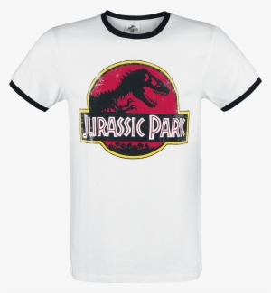 Jurassic Park - Vintage Logo - T Shirt - White Black - Jurassic Park #1405377
