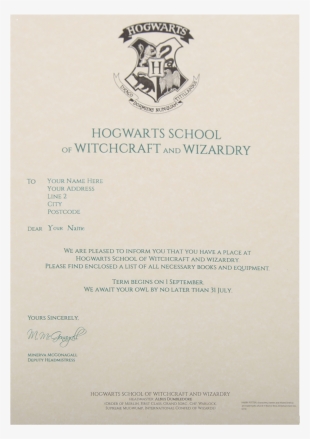 Personalised Hogwarts Acceptance Letter - Personalised Harry Potter Letter #1407036