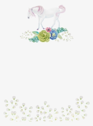 This Graphics Is Painted Flowers White Horse Pattern - Portable Network Graphics #1407037