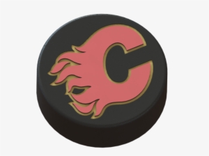 Calgary Flames Logo On Hockey Puck 3d Print - Calgary Flames Hockey Puck #1408168
