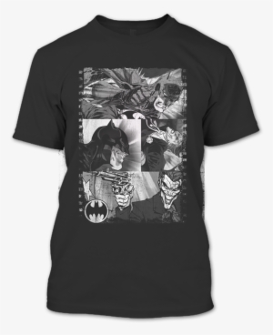 A Black T-shirt With The Shopify Logo - Art Print: Batman: Multicolored Comic Book Panels In #1416360