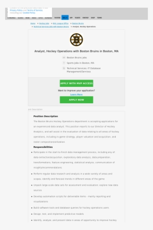 Position Description The Boston Bruins - Web Page #1422201