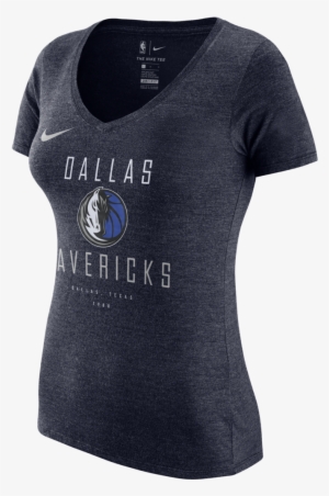 Dallas Mavericks Nike Womens Team V-neck Tee Navy - Shirt #1422824