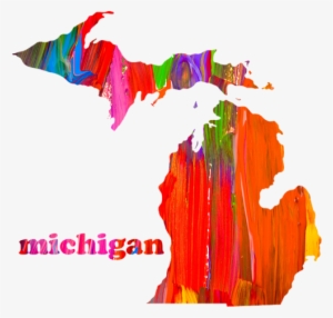 Bleed Area May Not Be Visible - Colorful Map Of Michigan #1426310