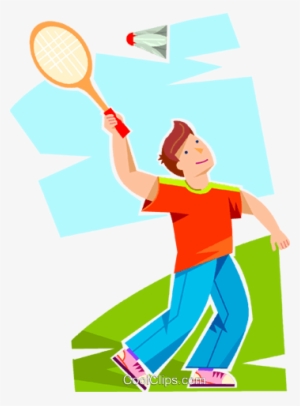 Boy Playing Badminton Royalty Free Vector Clip Art - Badminton Cute Clipart Png #1442330