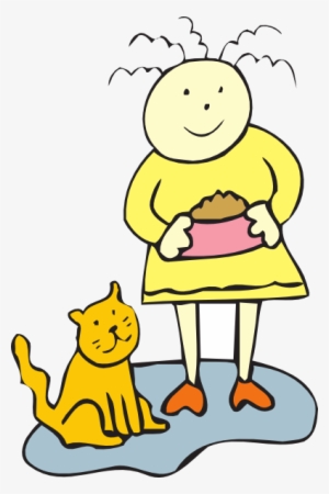 Girl Feeding Her Cat Clip Art At Clker Com Vector Clip - Feed Cat Clipart #1443219