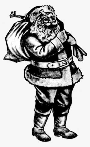 Vintage Santa Clipart - Black And White Vintage Christmas Png #1443477