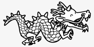 Dragon 2 Black White Line Art Coloring Book Colouring - Clip Art Dragon Black And White #1443656