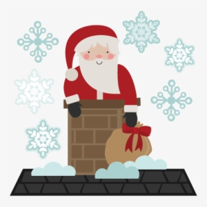 Santa Svg Cutting File Santa Svt Cut File For Scrapbooking - Santa In Chimney Png #1444399