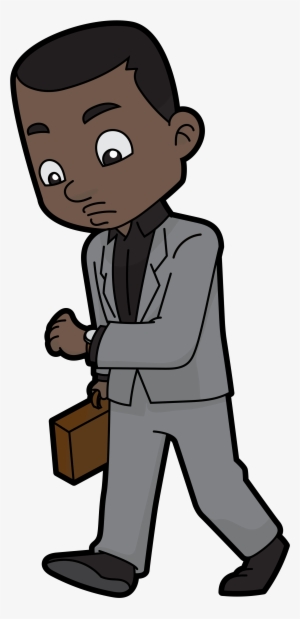 File Cartoon Black Checking His Watch Wikimedia - Étudiant Dab #1446105