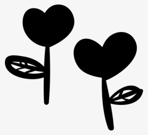Two Heart-shaped Flowers Logo - Black Flower Heart Icon Png #1446805