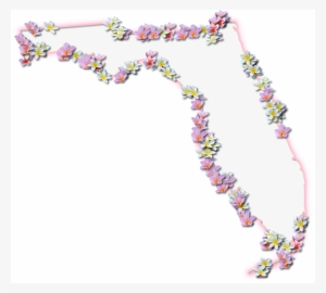 Florida - Florida Map With Flowers #1448199