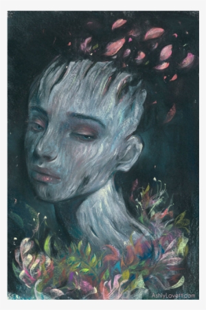 Pastel Painting Of A Girl With A Dark Background - Painting #1449911