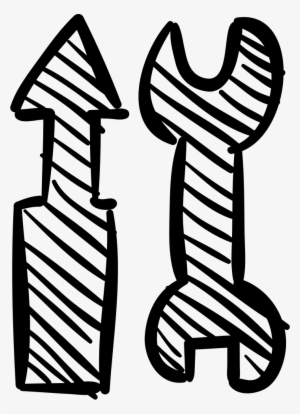 Screwdriver And Double Wrench Hand Drawn Construction - Tool #1451455