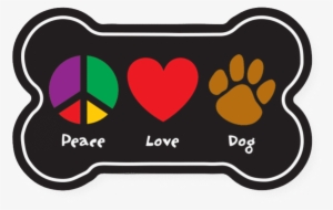 Peace, Love, Dog Bone Magnet - Dog Bone Magnet #1457748