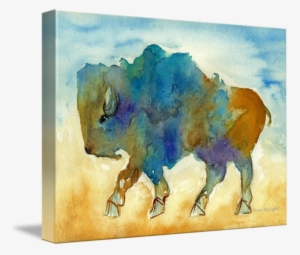 Roaming Buffalo By Nan Wright - Abstract Buffalo In Blue Rust And Yellow #1458454 Roaming Buffalo By Nan Wright - Abstract Buffalo In Blue Rust And Yellow #1458454