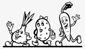 Free Vector Veggies B W Clip Art - Cartoon Vegetables Clipart Black And White #1459268