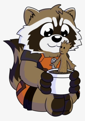 Rocket And Groot By Cartcoon On Deviantart Banner Transparent - Starlord Cartoon #1460156