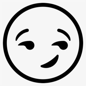 Smirking Face Emoji Rubber Stamp - Emoji Clipart Black And White #1466414