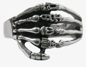 Stainless Steel Men's Skeleton Hand Ring - Stainless #1467967