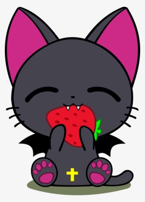 Anime Cat Eating Strawberry - Nyanpire The Animation #1470036