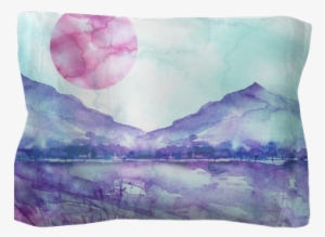 Watercolor Mountain Landscape, Blue, Purple Mountains, - Watercolor Mountains #1471032