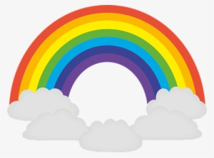 Rainbow, Colorful, Prism, Chromatic - Rainbow With 2 Clouds #1472214