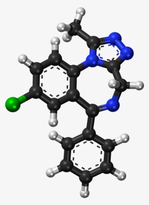 Alprazolam Ball And Stick Model - Amine Compounds (chemical Compounds) #1472942