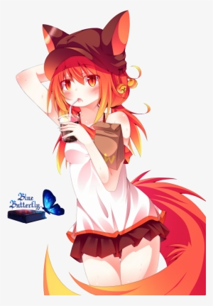 #8 Anime Fox Girl Render By Butterfly Blue B - Red Anime Fox Girl #1473598