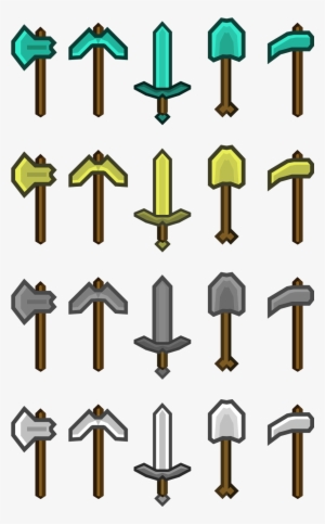 Sword, Axe, Pickaxe, Shovel In Diamond, Stone, Silver - Pp4u Popular Video Game Tools Printed Light Switch #1473970