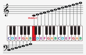 Continue To Sharps And Flats Steps And Accidentals - Middle C On A Keyboard Staff #1474588