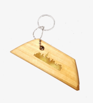 Wood Keychain, Chicago Gold Embossed Geometric Shape - Chicago #1475464