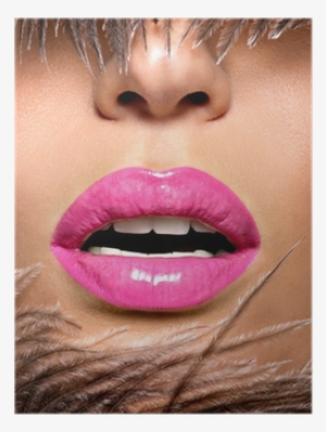 Closeup Beautiful Female Lips With Pink Lipstick Poster - Lip #1477779