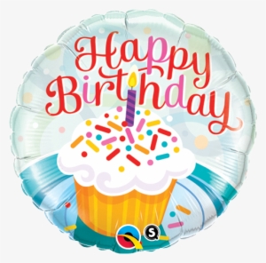 18 Inch "happy Birthday" Foil Balloon As Pictured - Birthday Cupcake And Sprinkles Balloon In A Box #1479237