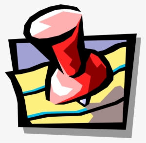 Vector Illustration Of Push Pin Or Thumb Tack Fastens - Tachinha #1480259