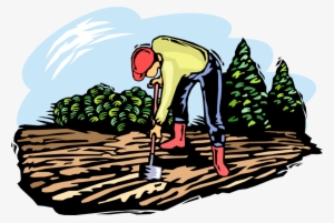 Farmer Works Soil With Shovel - Farmer Warkink Png #1480312