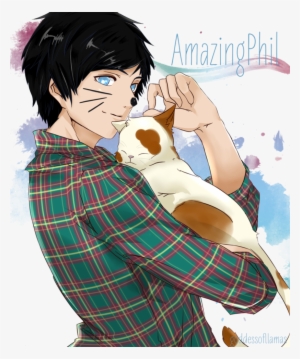 Phil With A Cat By ~nikeduijk On Deviantart - Dan And Phil As Cats #1482156