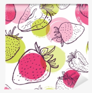 Vector Seamless Pattern With Strawberries And Colorful - Fondo Fresas Dibujo #1487187
