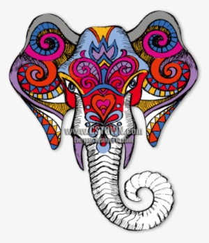 Auspicious Elephant Head Multicolor Digital Print Vinyl - Traditional Indian Art Elephant #1488874