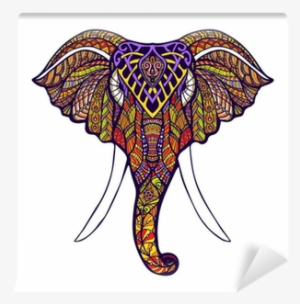 Elephant Head Colored Wall Mural - Mandalas Coloreadas De Animales #1489554