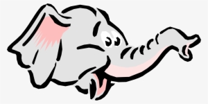 Vector Illustration Of Cartoon Elephant Head With Trunk - Vector Graphics #1489756