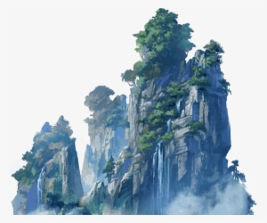 Ink Landscape Painting Transparent Decorative - 高山 场景 #1491533