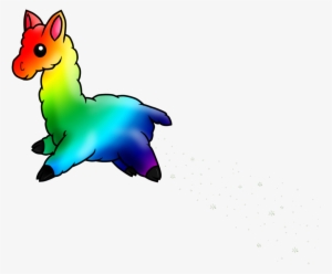 Rainbow Llama - Cartoon Rainbow Llama #1492366