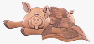 Intarsia Woodworking Pattern Of A Pig In A Blanket - Blanket #1494565