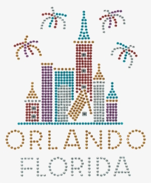 Gold Red Blue Castle & Fireworks - Graphic Design #1495799