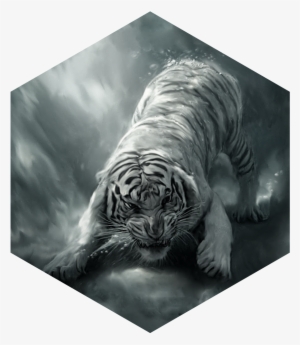 Painting White Tiger Angry - Hd Wallpaper Of Tiger #1496308