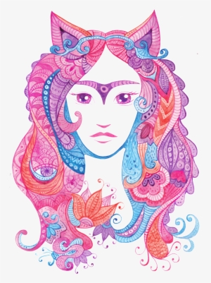 A Woman's Png Transparent Material With A Cat Ear - Illustration #1496700